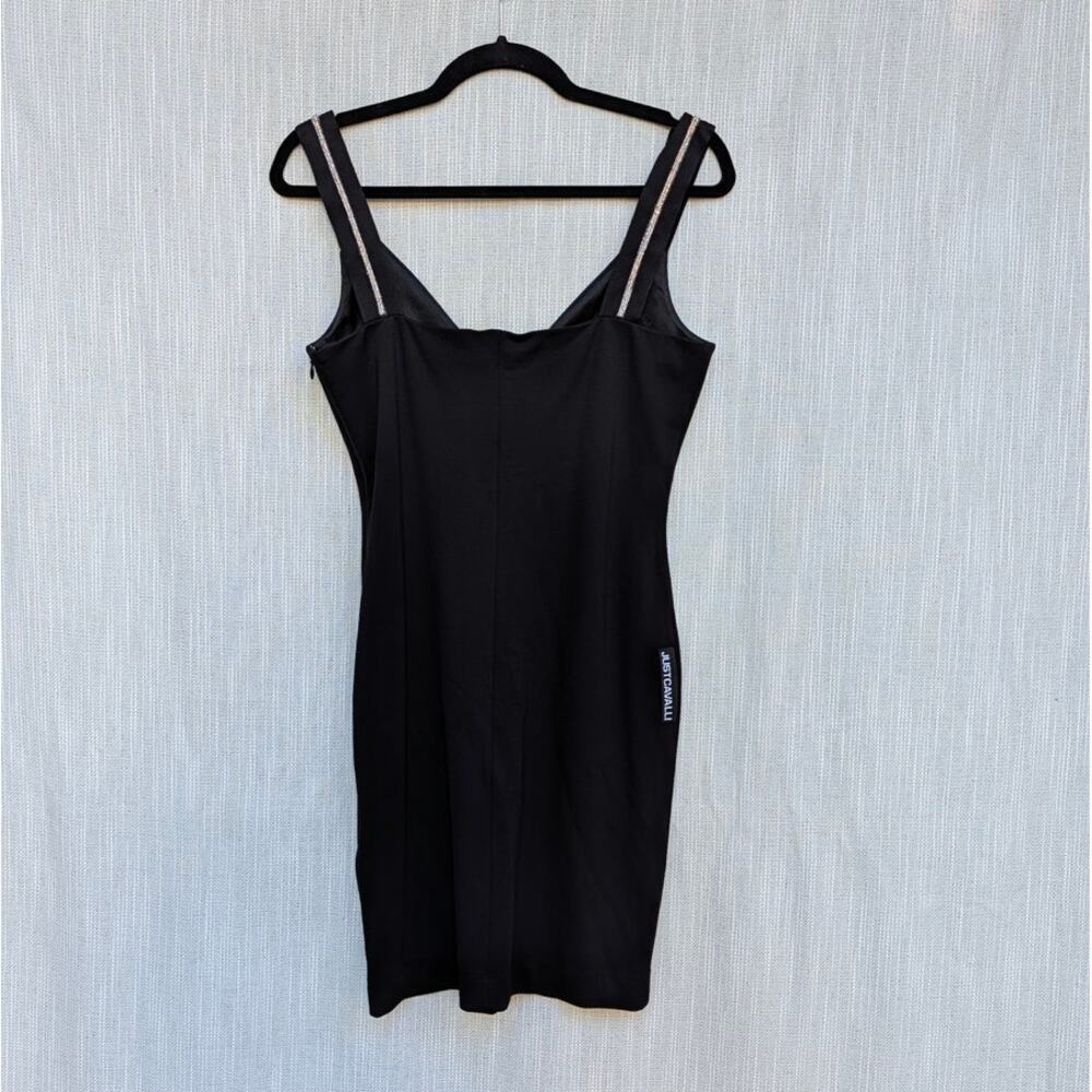 Just Cavalli Dress Womens IT42/US 6 Black Sleeveless Bodycon Slim Mini Logo NWT - Picture 4 of 14